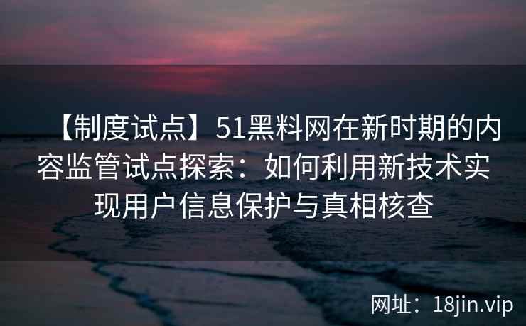 【制度试点】51黑料网在新时期的内容监管试点探索：如何利用新技术实现用户信息保护与真相核查